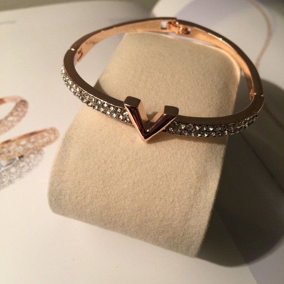 Essential V Rose Gold & Rhinestone Bracelet - Picture 2 of 8